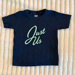 Kith Kids Dark Blue Tee with Green 'Just Us' Print